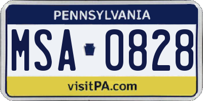 PA license plate MSA0828