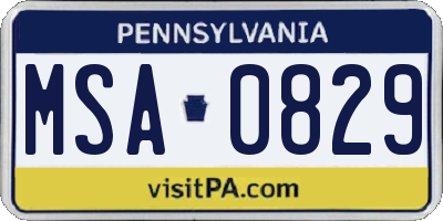 PA license plate MSA0829