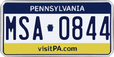 PA license plate MSA0844