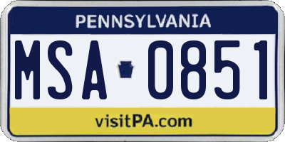 PA license plate MSA0851