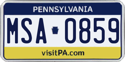 PA license plate MSA0859