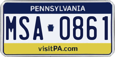 PA license plate MSA0861