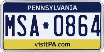 PA license plate MSA0864