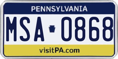 PA license plate MSA0868