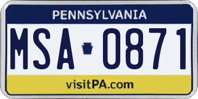 PA license plate MSA0871