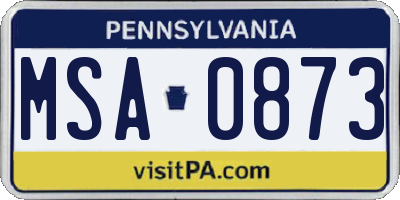 PA license plate MSA0873