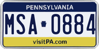 PA license plate MSA0884