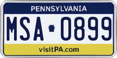PA license plate MSA0899