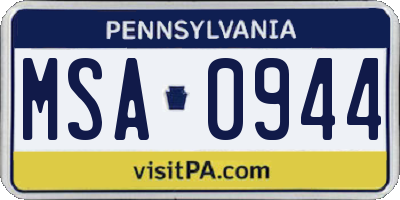 PA license plate MSA0944