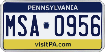 PA license plate MSA0956