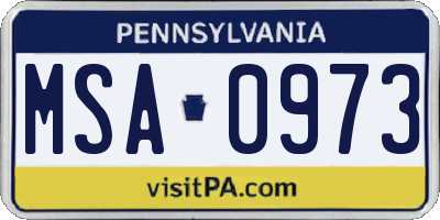 PA license plate MSA0973
