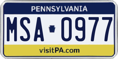 PA license plate MSA0977