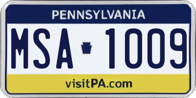 PA license plate MSA1009