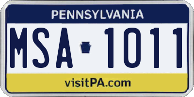 PA license plate MSA1011