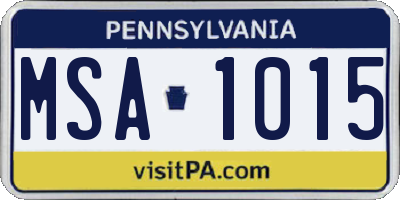 PA license plate MSA1015