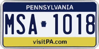 PA license plate MSA1018