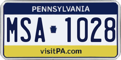 PA license plate MSA1028