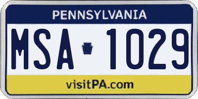 PA license plate MSA1029