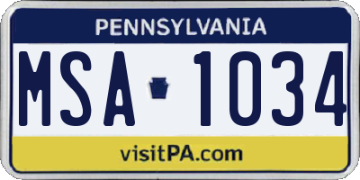 PA license plate MSA1034