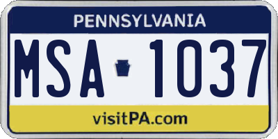 PA license plate MSA1037