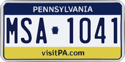 PA license plate MSA1041