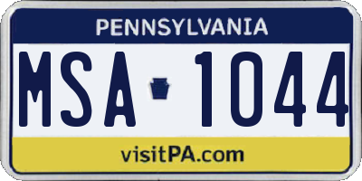 PA license plate MSA1044