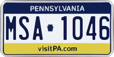 PA license plate MSA1046