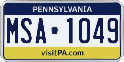 PA license plate MSA1049