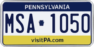 PA license plate MSA1050