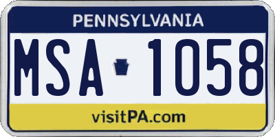 PA license plate MSA1058