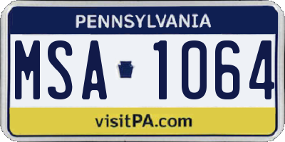 PA license plate MSA1064