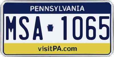 PA license plate MSA1065