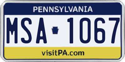 PA license plate MSA1067