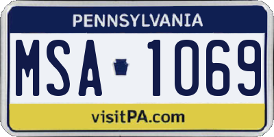 PA license plate MSA1069