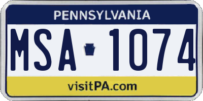 PA license plate MSA1074