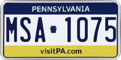 PA license plate MSA1075