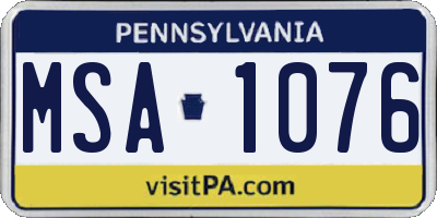PA license plate MSA1076