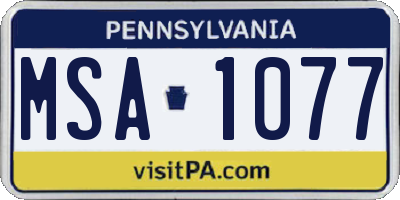 PA license plate MSA1077