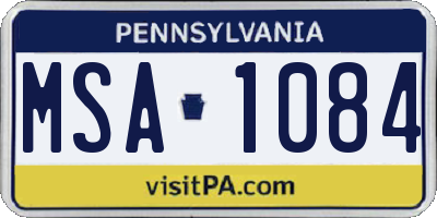 PA license plate MSA1084