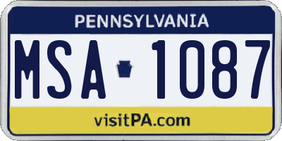 PA license plate MSA1087
