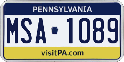 PA license plate MSA1089