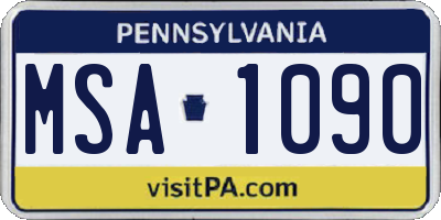 PA license plate MSA1090