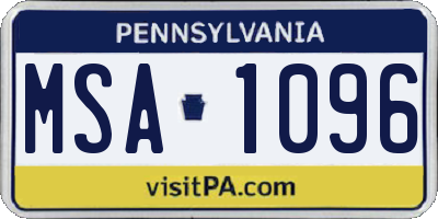 PA license plate MSA1096