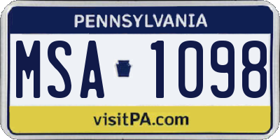 PA license plate MSA1098