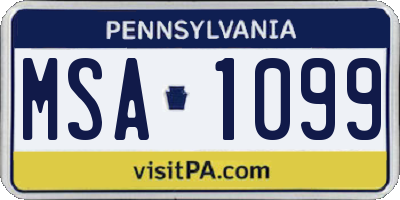 PA license plate MSA1099