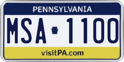 PA license plate MSA1100