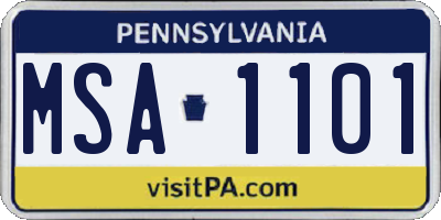 PA license plate MSA1101