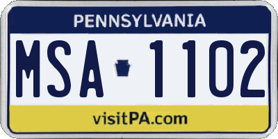PA license plate MSA1102