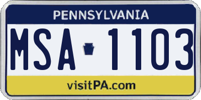 PA license plate MSA1103