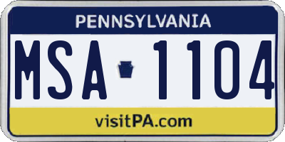 PA license plate MSA1104